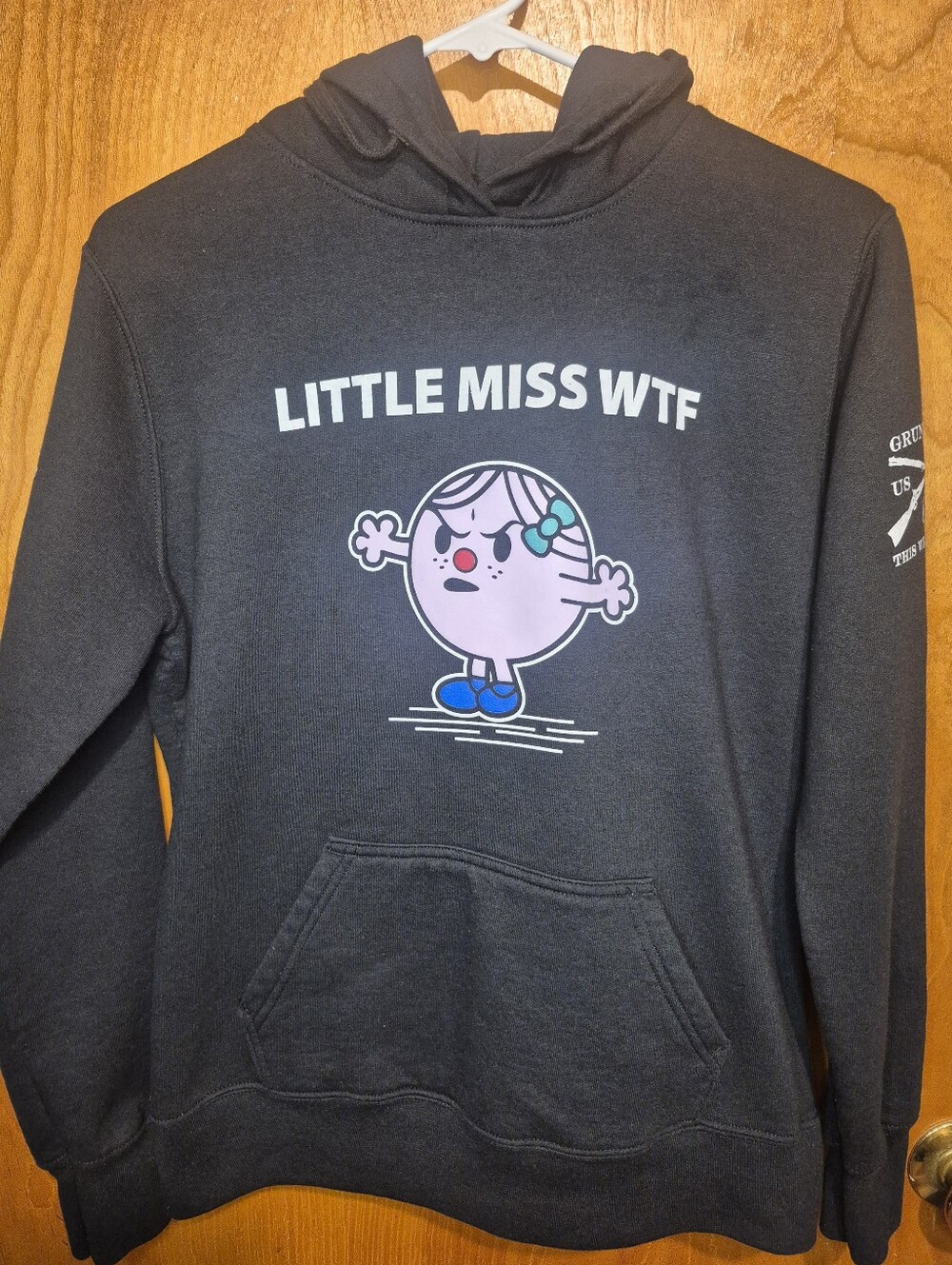 Women's Grunt Style "LITTLE MISS WTF" Black Graphic Hoodie